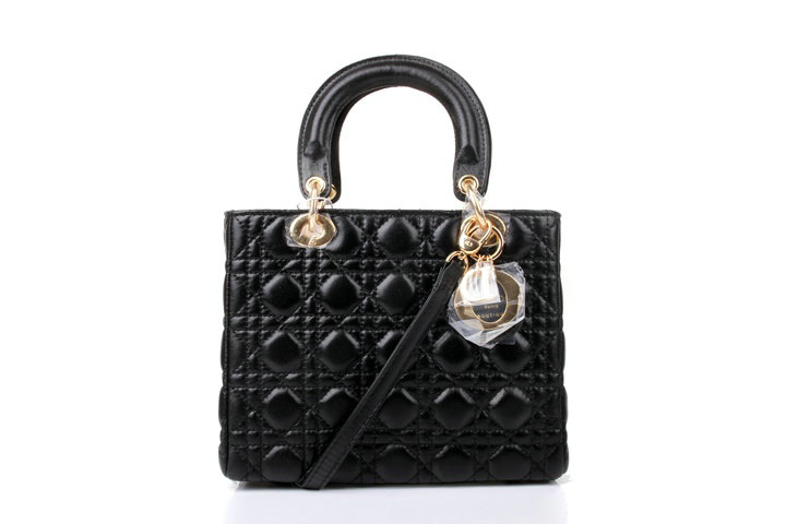 lady dior lambskin leather bag 6322 black with gold hardware